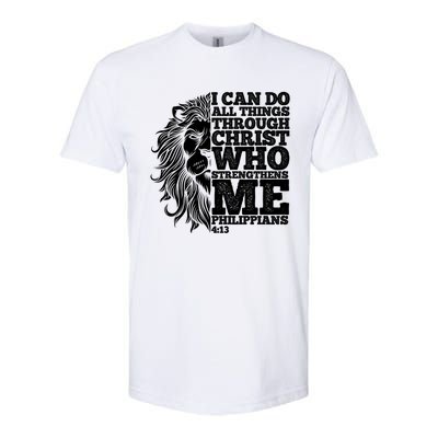 Christian I Can Do All Things Through Christ Lion Faith Gift Softstyle CVC T-Shirt