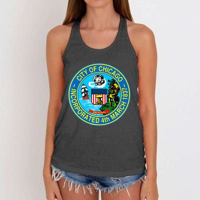 Chicago Illinois City Seal I Love Chicago Illinoisan Women's Knotted Racerback Tank