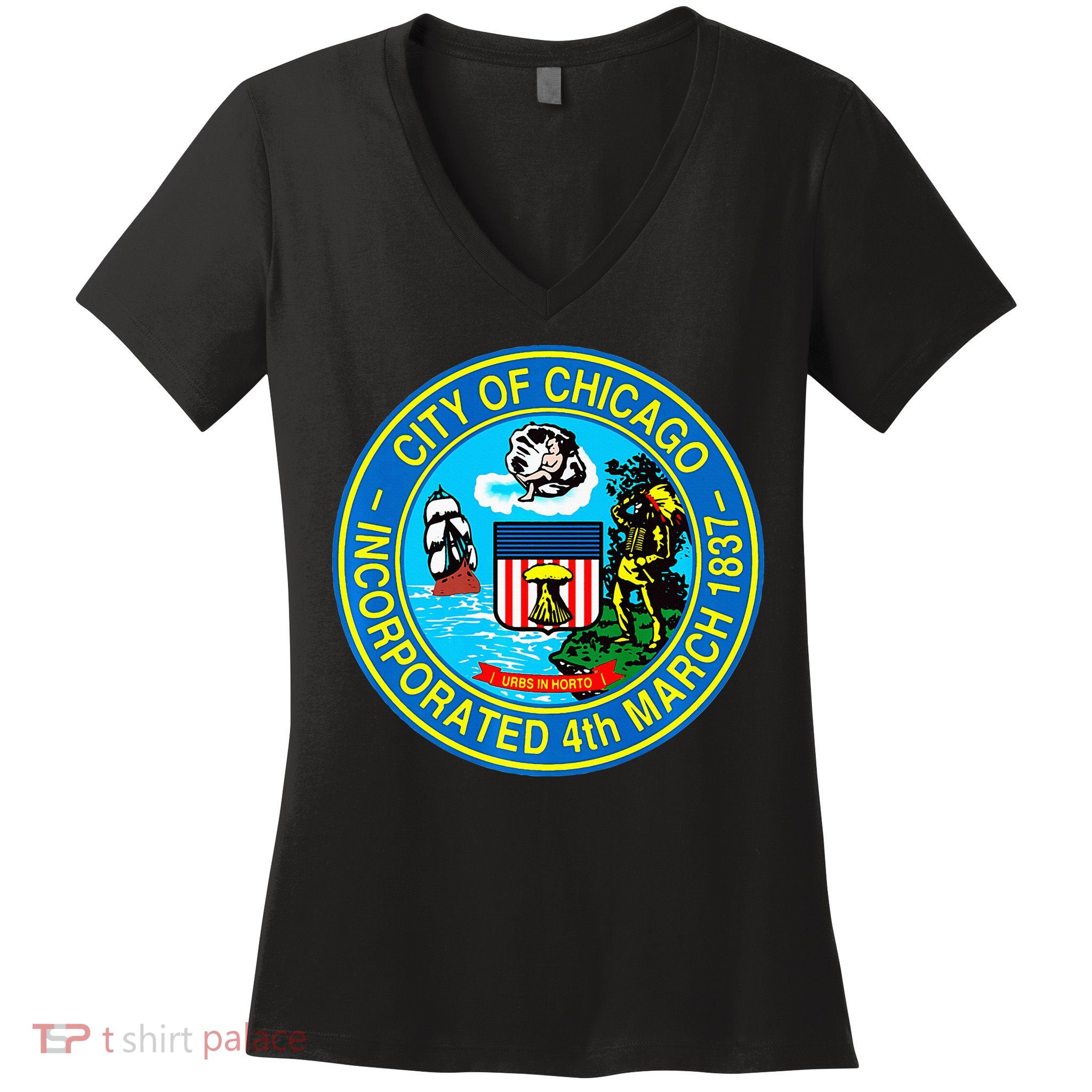 Chicago Illinois City Seal I Love Chicago Illinoisan Women's V-Neck T-Shirt