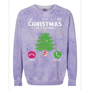 Christmas Is Calling Funny Colorblast Crewneck Sweatshirt