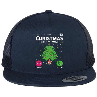 Christmas Is Calling Funny Flatbill Hat