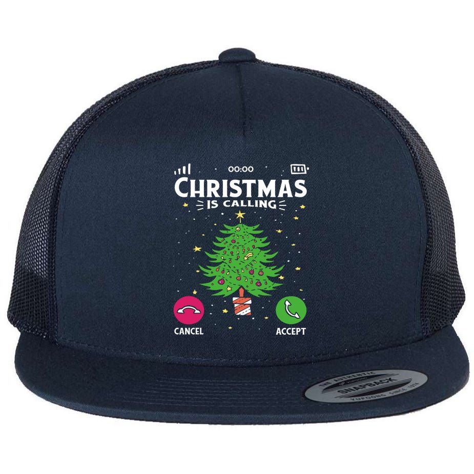 Christmas Is Calling Funny Flat Bill Trucker Hat