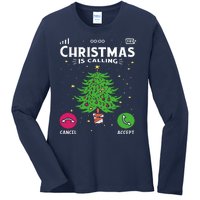 Christmas Is Calling Funny Ladies Long Sleeve Shirt