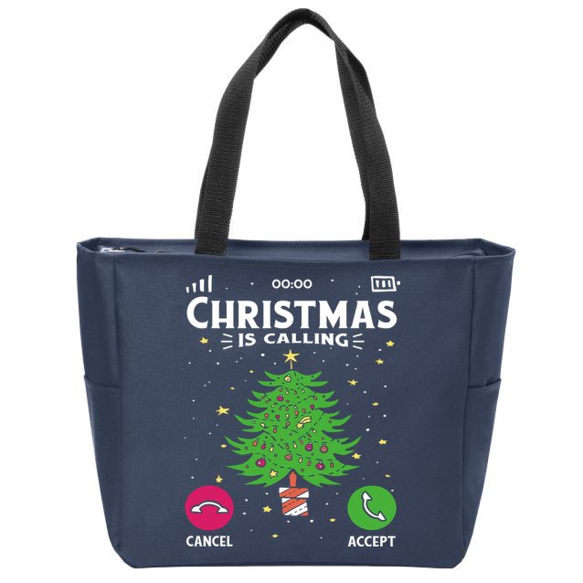 Christmas Is Calling Funny Zip Tote Bag