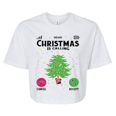 Christmas Is Calling Funny Bella+Canvas Jersey Crop Tee