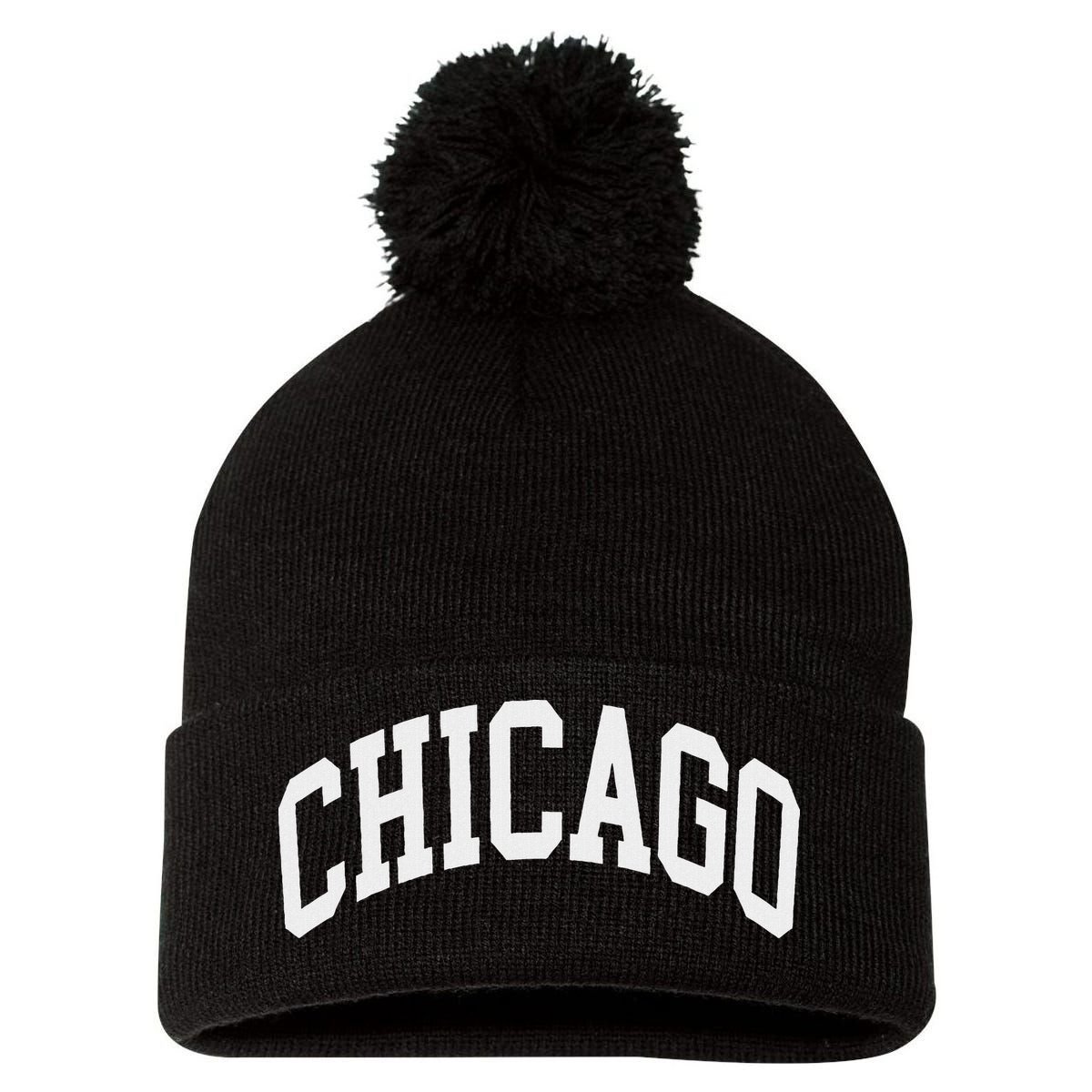 Chicago Illinois Pom Pom 12in Knit Beanie