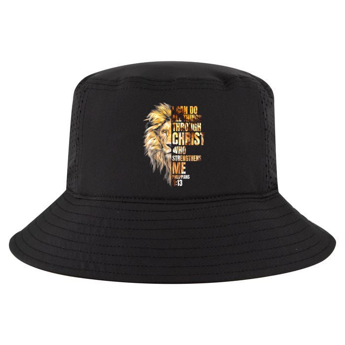 Christian I Can Do All Things Through Christ Lion Faith Cool Comfort Performance Bucket Hat