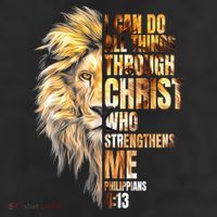 Christian I Can Do All Things Through Christ Lion Faith 7 Panel Mesh Trucker Snapback Hat