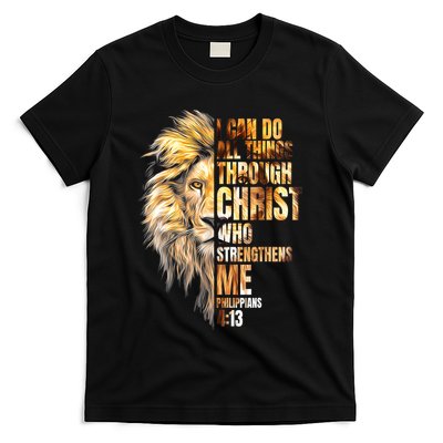 Christian I Can Do All Things Through Christ Lion Faith T-Shirt