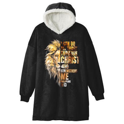 Christian I Can Do All Things Through Christ Lion Faith Hooded Wearable Blanket