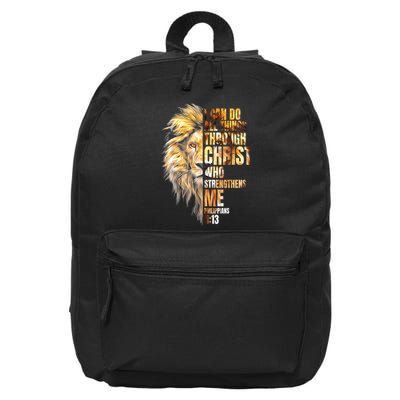 Christian I Can Do All Things Through Christ Lion Faith 16 in Basic Backpack