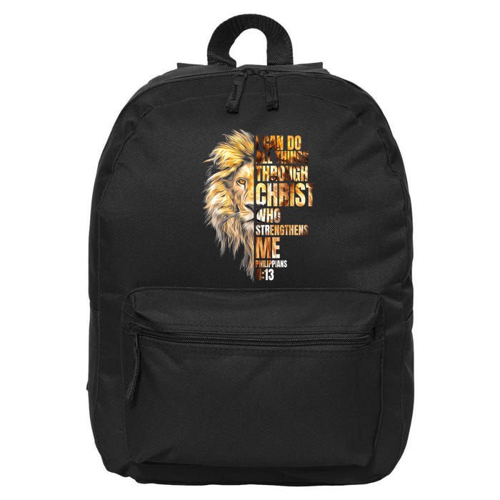 Christian I Can Do All Things Through Christ Lion Faith 16 in Basic Backpack