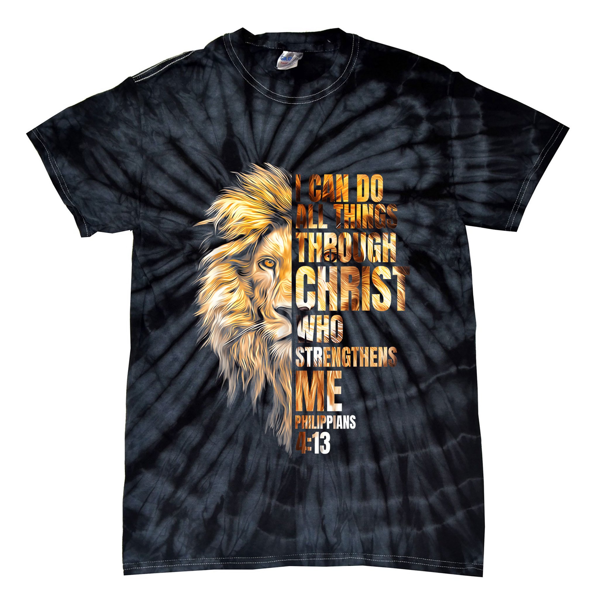 Christian I Can Do All Things Through Christ Lion Faith Tie-Dye T-Shirt