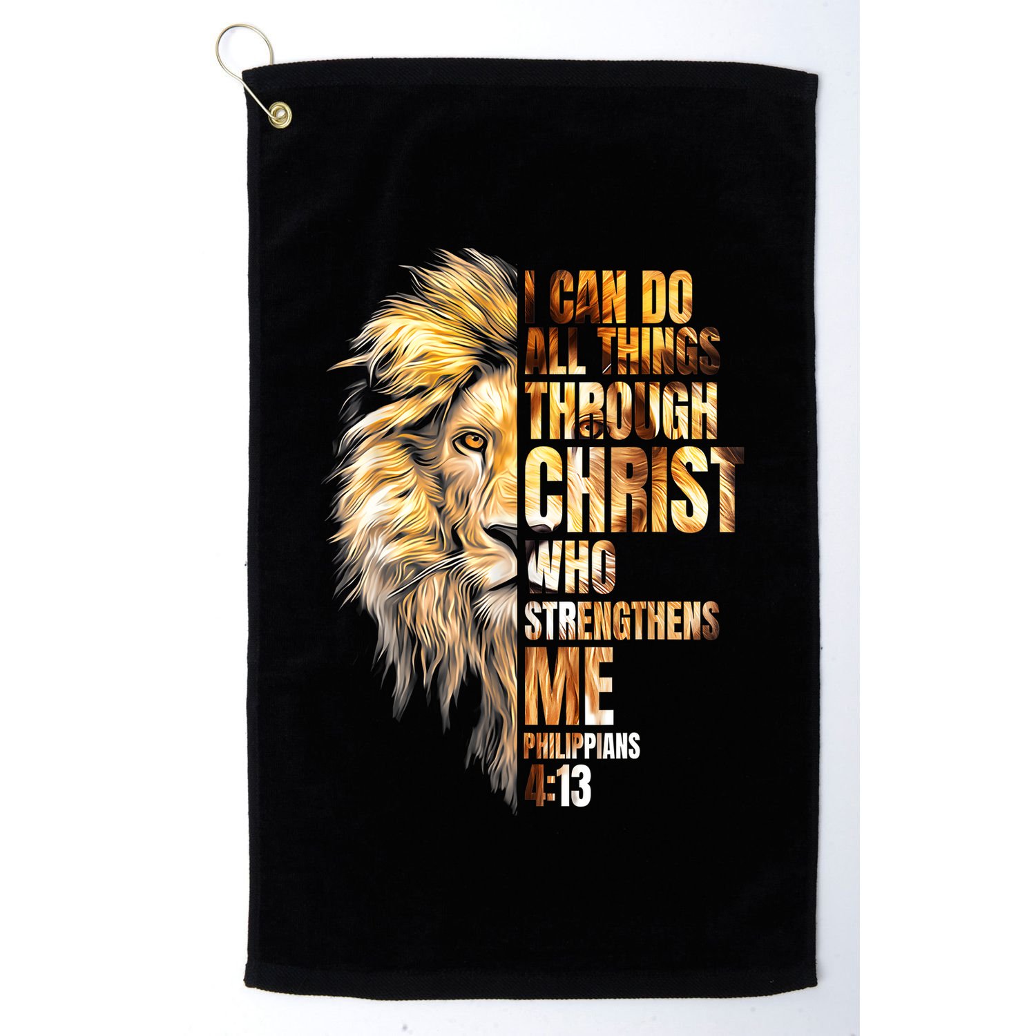 Christian I Can Do All Things Through Christ Lion Faith Golf Towel