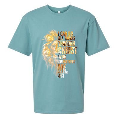 Christian I Can Do All Things Through Christ Lion Faith Sueded Cloud Jersey T-Shirt
