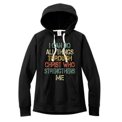 Christian I Can Do All Things Through Christ Love Jesus Women's Fleece Hoodie