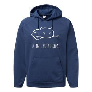 Cats ,I Can't Adult Today Performance Fleece Hoodie