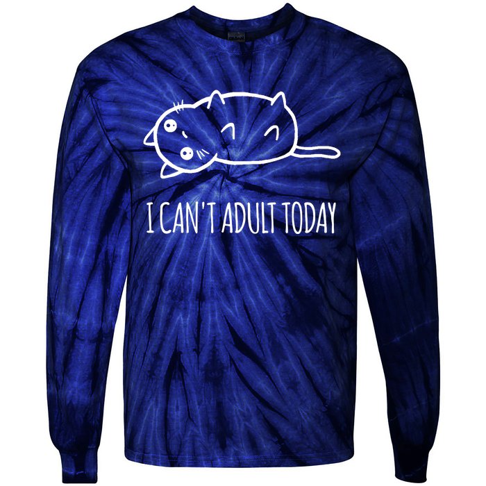 Cats ,I Can't Adult Today Tie-Dye Long Sleeve Shirt