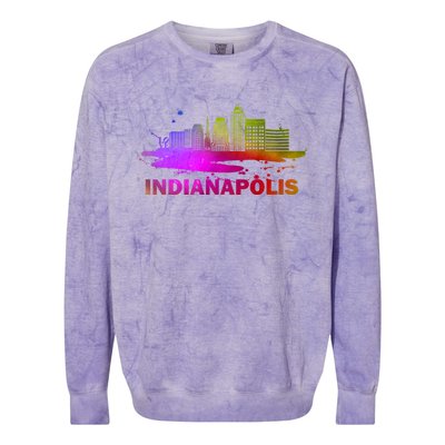 Colorful Indianapolis Cityscape Souvenir Gift Indianapolis Gift Colorblast Crewneck Sweatshirt