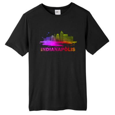 Colorful Indianapolis Cityscape Souvenir Gift Indianapolis Gift Tall Fusion ChromaSoft Performance T-Shirt