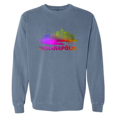 Colorful Indianapolis Cityscape Souvenir Gift Indianapolis Gift Garment-Dyed Sweatshirt