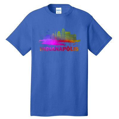 Colorful Indianapolis Cityscape Souvenir Gift Indianapolis Gift Tall T-Shirt