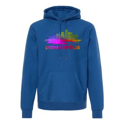 Colorful Indianapolis Cityscape Souvenir Gift Indianapolis Gift Premium Hoodie