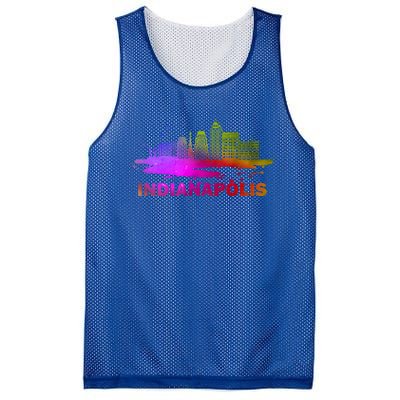 Colorful Indianapolis Cityscape Souvenir Gift Indianapolis Gift Mesh Reversible Basketball Jersey Tank