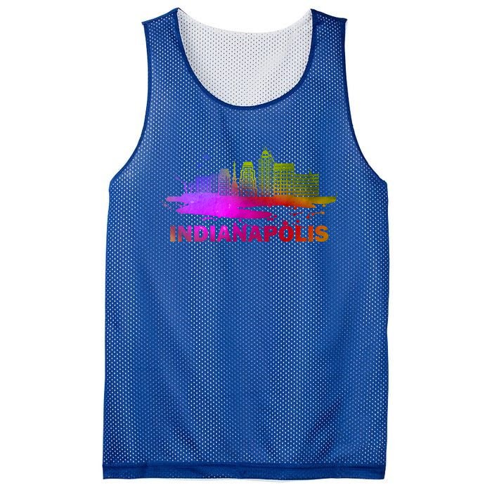 Colorful Indianapolis Cityscape Souvenir Gift Indianapolis Gift Mesh Reversible Basketball Jersey Tank