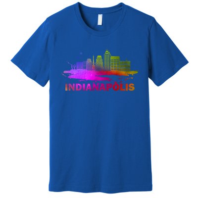 Colorful Indianapolis Cityscape Souvenir Gift Indianapolis Gift Premium T-Shirt