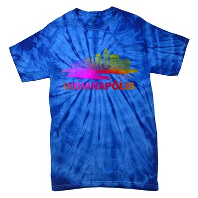 Colorful Indianapolis Cityscape Souvenir Gift Indianapolis Gift Tie-Dye T-Shirt