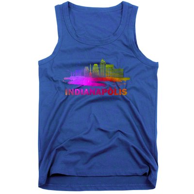 Colorful Indianapolis Cityscape Souvenir Gift Indianapolis Gift Tank Top