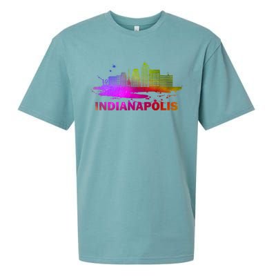 Colorful Indianapolis Cityscape Souvenir Gift Indianapolis Gift Sueded Cloud Jersey T-Shirt