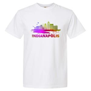 Colorful Indianapolis Cityscape Souvenir Gift Indianapolis Gift Garment-Dyed Heavyweight T-Shirt