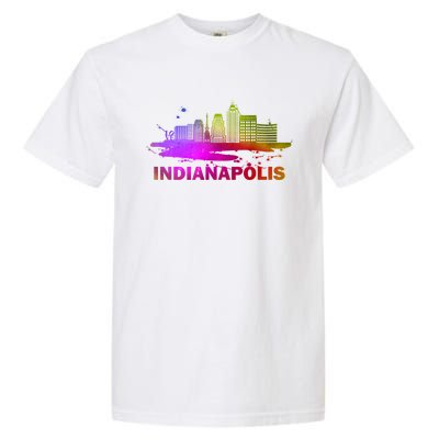 Colorful Indianapolis Cityscape Souvenir Gift Indianapolis Gift Garment-Dyed Heavyweight T-Shirt