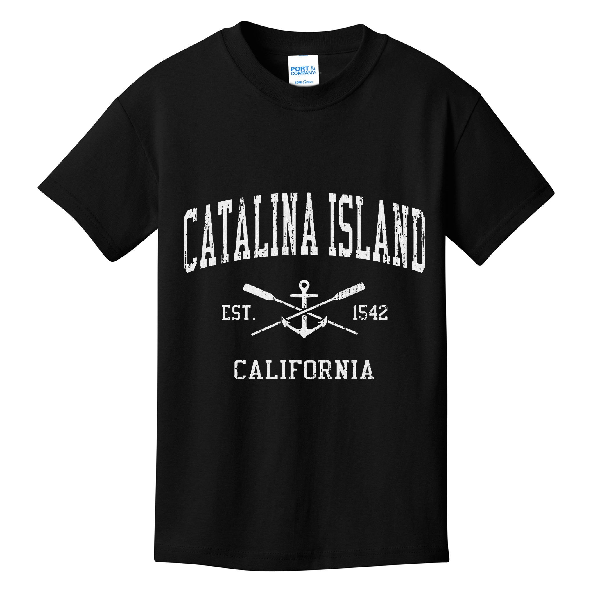 Catalina Island Ca Vintage Crossed Oars & Boat Anchor Sports Kids T-Shirt