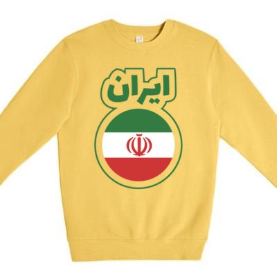 Cool Iran Country Flag Arabic Word Premium Crewneck Sweatshirt