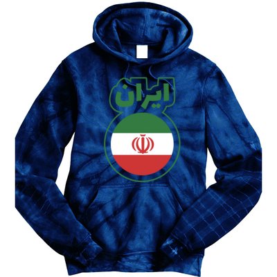 Cool Iran Country Flag Arabic Word Tie Dye Hoodie