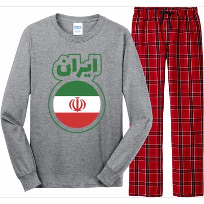 Cool Iran Country Flag Arabic Word Long Sleeve Pajama Set