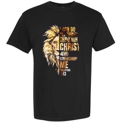 Christian I Can Do All Things Through Christ Lion Faith Garment-Dyed Heavyweight T-Shirt