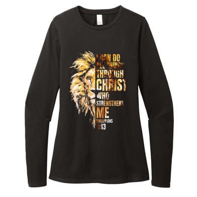 Christian I Can Do All Things Through Christ Lion Faith Womens CVC Long Sleeve Shirt