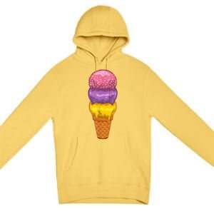 Cute Ice Cream Cone Art For Men Women Kids Ice Cream Lovers Premium Pullover Hoodie