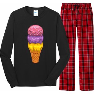 Cute Ice Cream Cone Art For Men Women Kids Ice Cream Lovers Long Sleeve Pajama Set