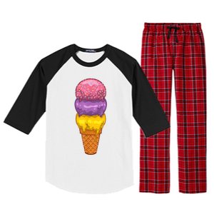 Cute Ice Cream Cone Art For Men Women Kids Ice Cream Lovers Raglan Sleeve Pajama Set