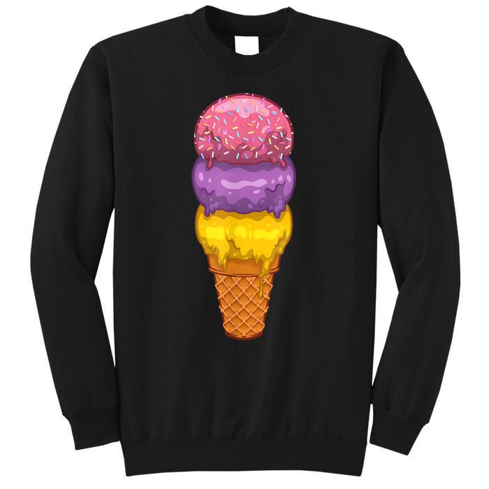 Cute Ice Cream Cone Art For Men Women Kids Ice Cream Lovers Tall Sweatshirt