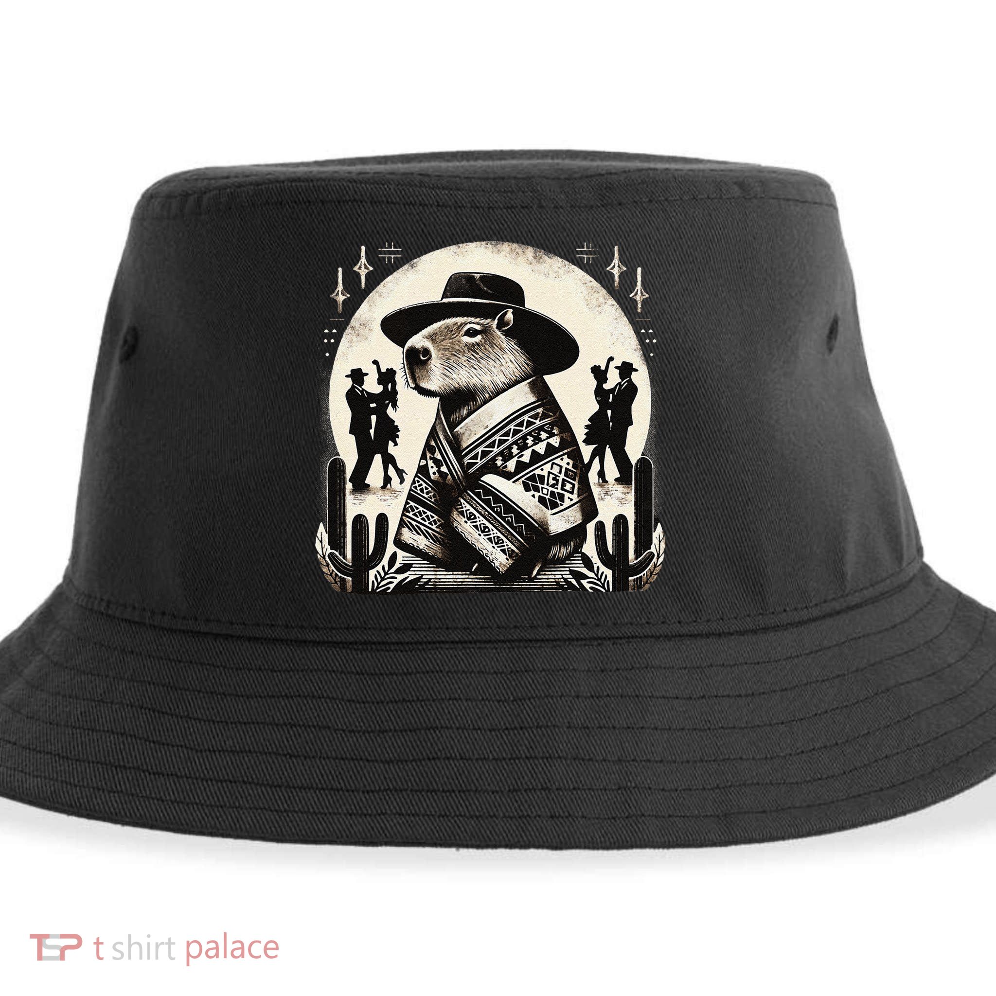 Capybara In Cowboy Hat And Poncho Dance Mexico Sustainable Bucket Hat