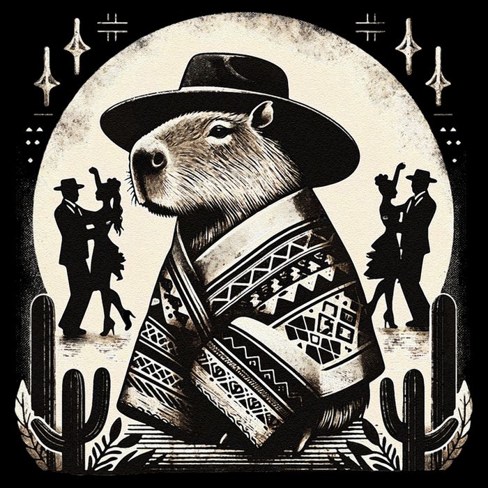 Capybara In Cowboy Hat And Poncho Dance Mexico Drawstring Bag