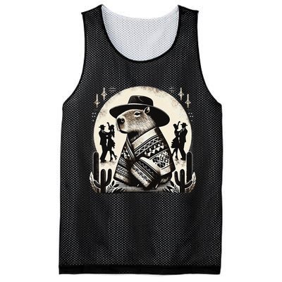 Capybara In Cowboy Hat And Poncho Dance Mexico Mesh Reversible Basketball Jersey Tank