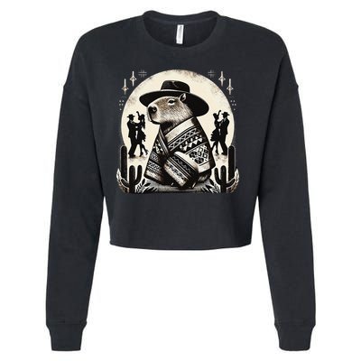 Capybara In Cowboy Hat And Poncho Dance Mexico Cropped Pullover Crew