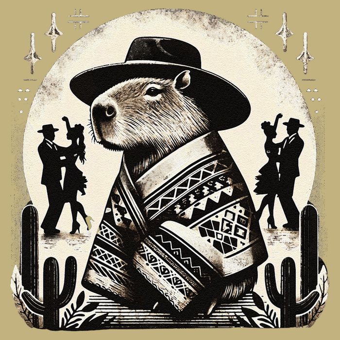 Capybara In Cowboy Hat And Poncho Dance Mexico Button